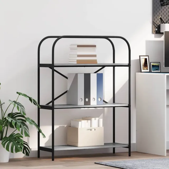 vidaXL Boekenkast 3-laags 80 x 30 x 109 cm Bewerkt hout Grijs Sonoma