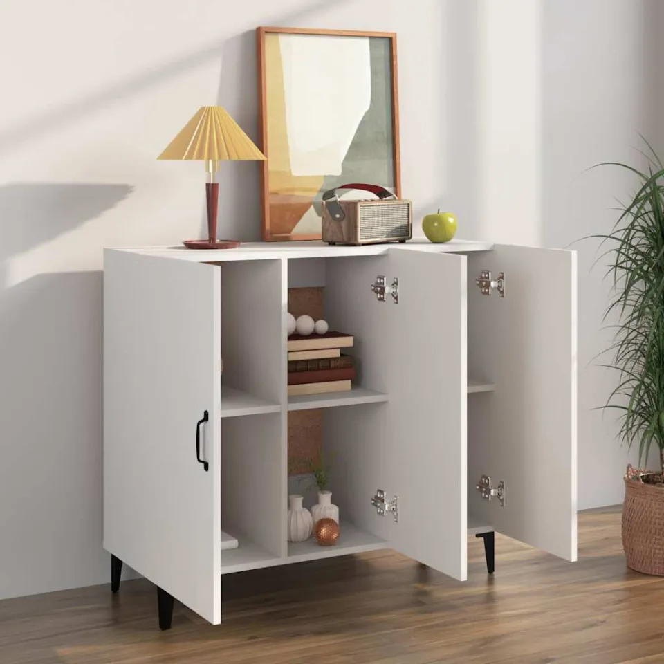 vidaXL Dressoir 90x34x80 cm bewerkt hout wit, foto 3