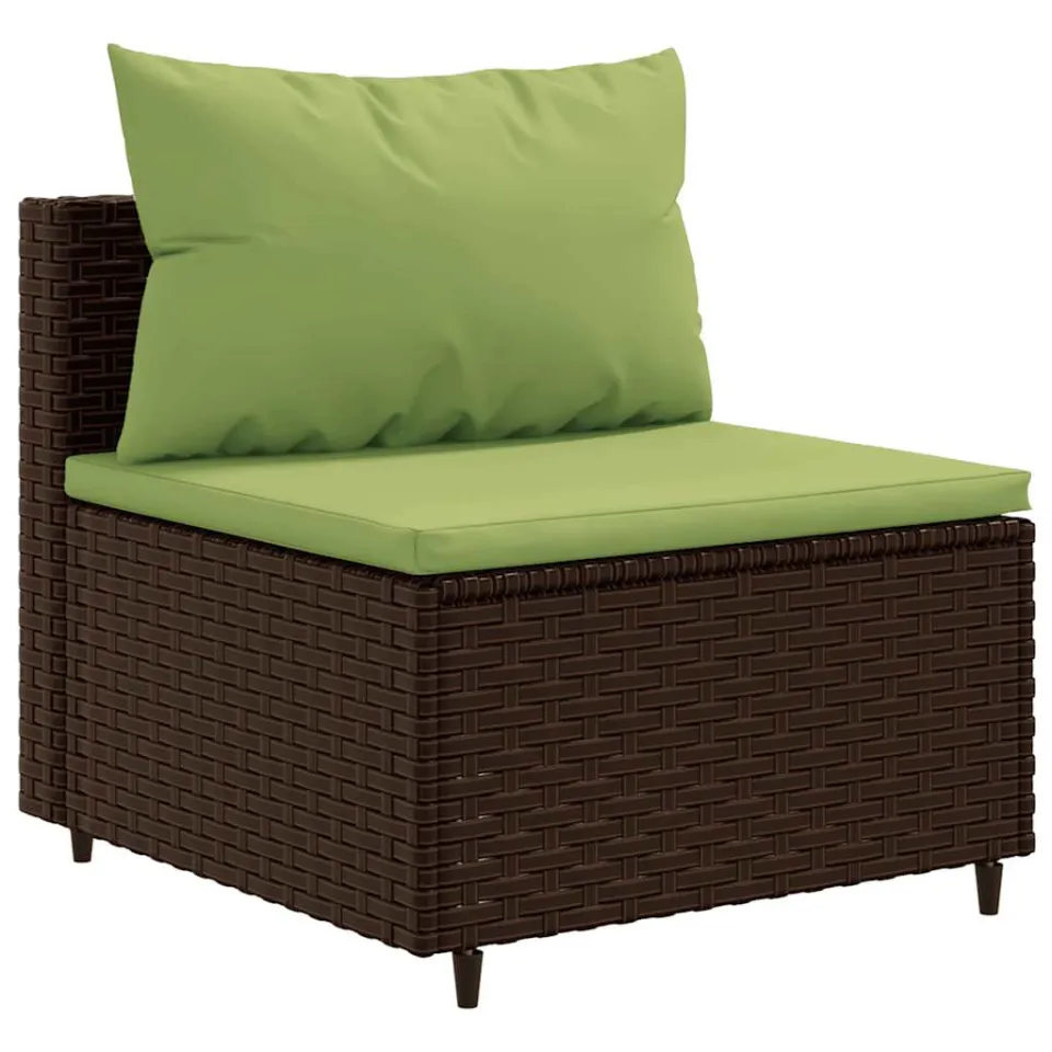 vidaXL 5-delige Loungeset met kussens poly rattan bruin, foto 4