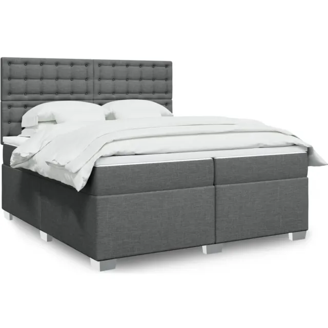 vidaXL Boxspring met matras stof donkergrijs 200x200 cm grijs