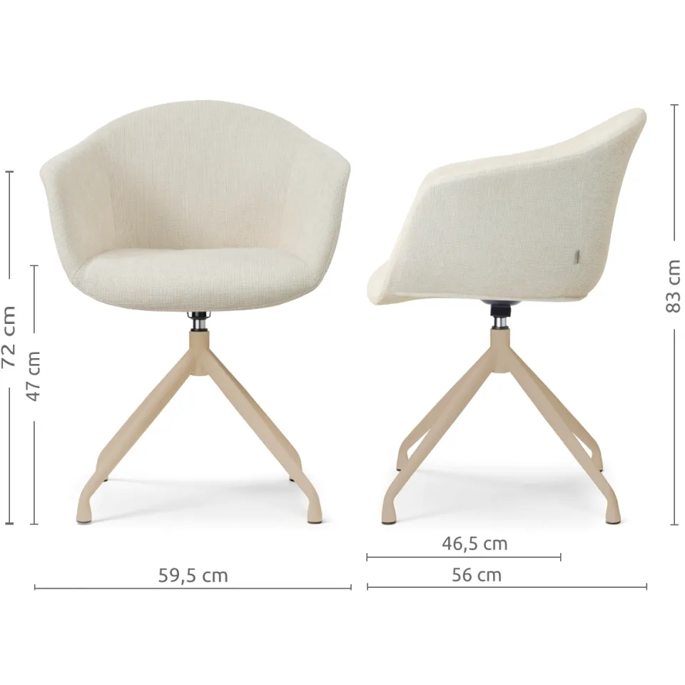 Nolon Nola-Otis draaibare eetkamerstoel cottonbeige - beige onderstel, foto 2
