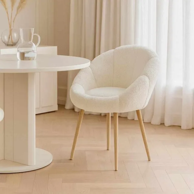 Skye Decor , Oorfauteuil, Papatya - White, Walnut, Wellsoft, Wit & Walnoot, 70 x 65 x 82 cm