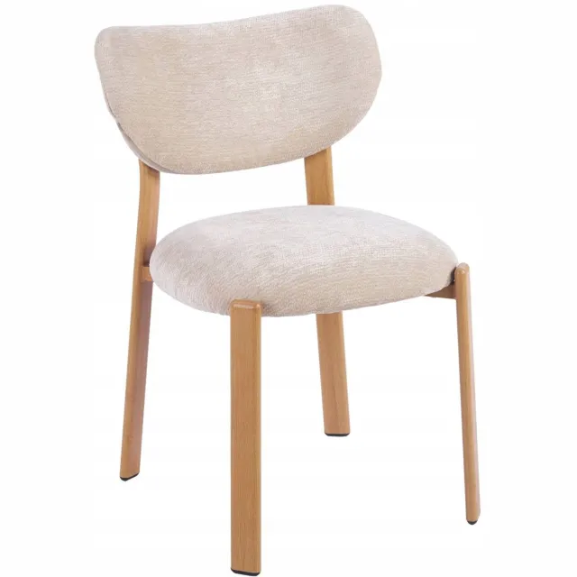 Furnitex VIBE - Scandinavische Eetkamerstoel - Beige Stoffen Bekleding - Eikenkleurige Metalen Poten Beige;Eikenkleurig;Zwart