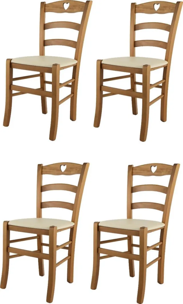 t m c s Tommychairs Cuore - Eetkamerstoelen - Set van 4 - Eikenhout - Kunstleer