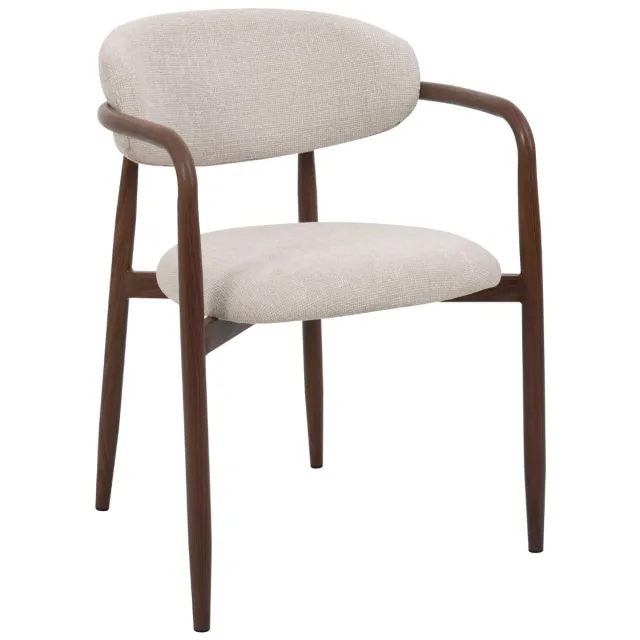 Giga Meubel Eetkamerstoel Alexia - Beige Stof Metaal - 59x57x77cm - Set van 2