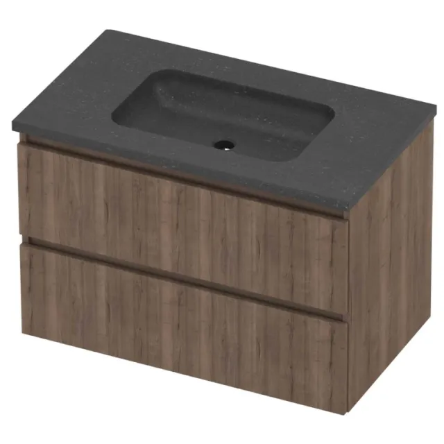 Proline Rollo Badmeubelset Hardsteen Elegant Zonder Kraangat 80x46x54 cm Blue Stone Terra Oak Eiken