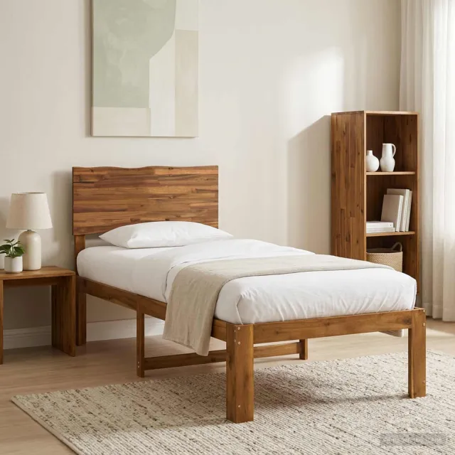 vidaXL Eenpersoonsbed met hoofdbord ROSTOCK Naturel 100 x 200 cm