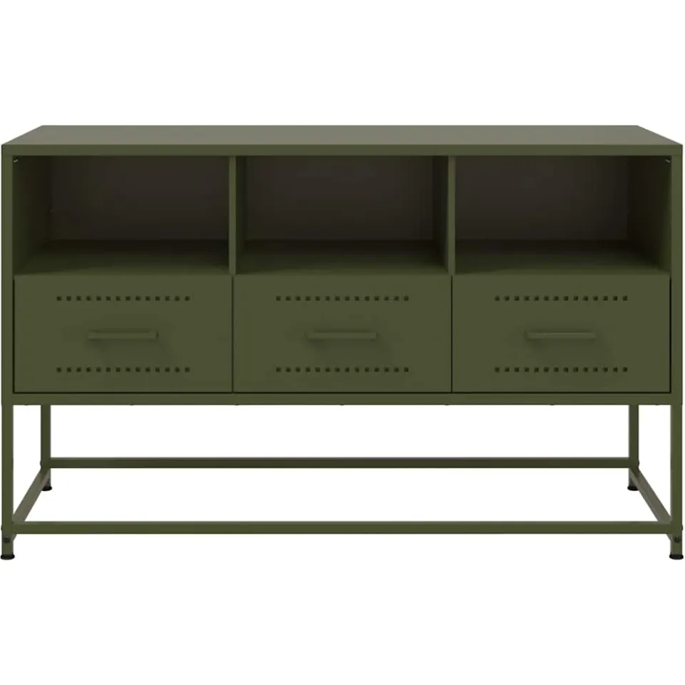 vidaXL Tv-meubel 100,5x39x60,5 cm staal olijfgroen, foto 4