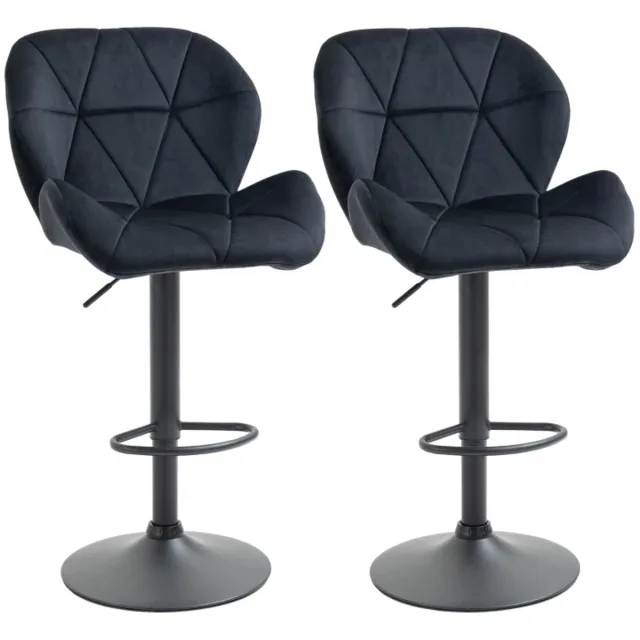 ZYLARO Barkruk - Set Van 2 - Draaibare Barstoelen Met Rugleuning - Fluwelen Touch - Armloos - Schuim - In Hoogte Verstelbaar - 51,5 x 57,5 x 93-114,5 cm - Zwart