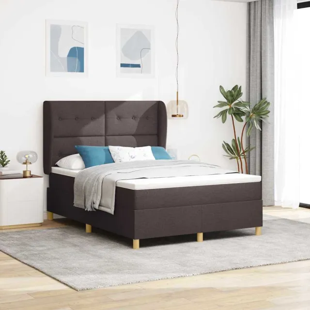 vidaXL Boxspringbed met hoofdeinde Donkerbruin 200 x 140 cm Stof