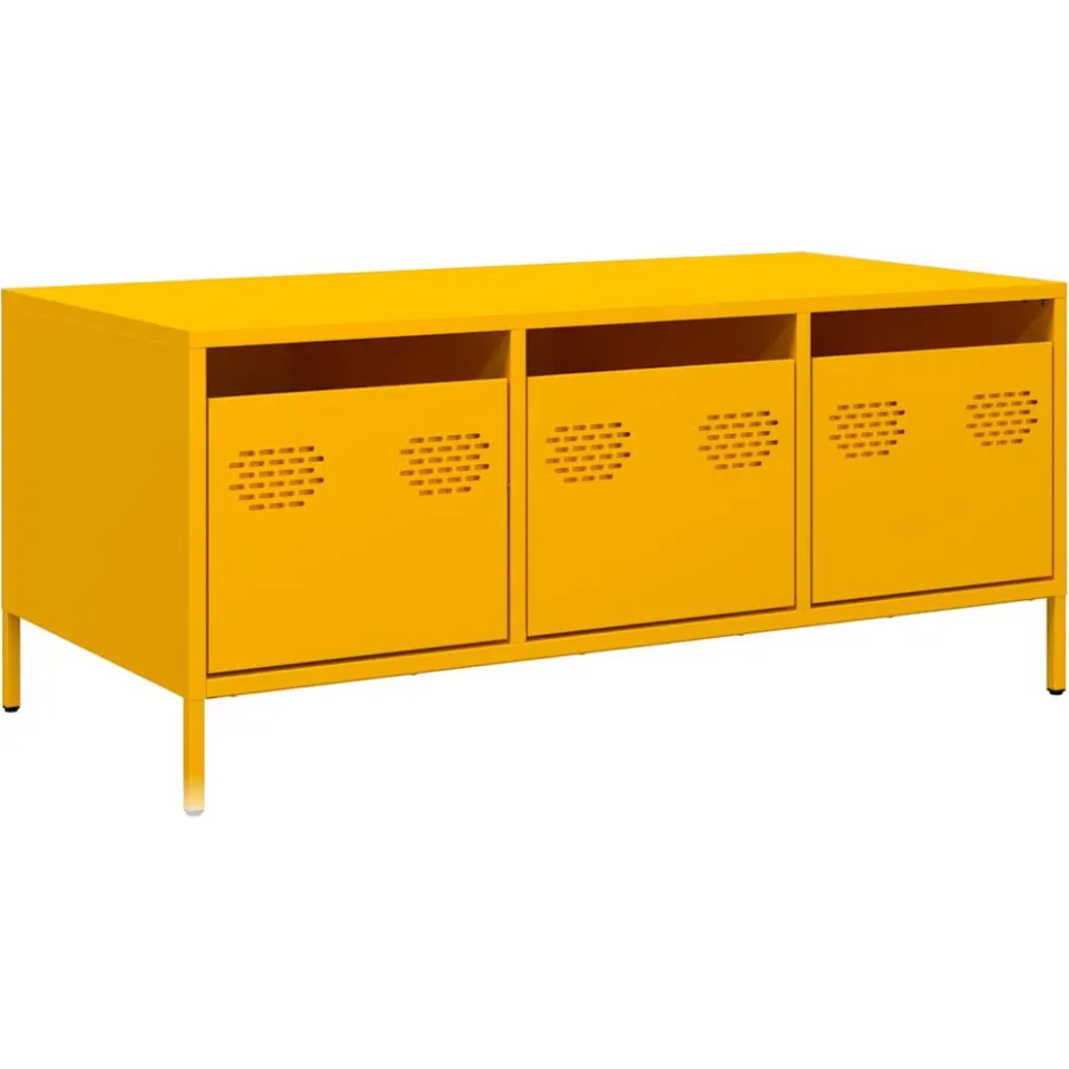 vidaXL Salontafel 101,5x50x43,5 cm koudgewalst staal mosterdgeel