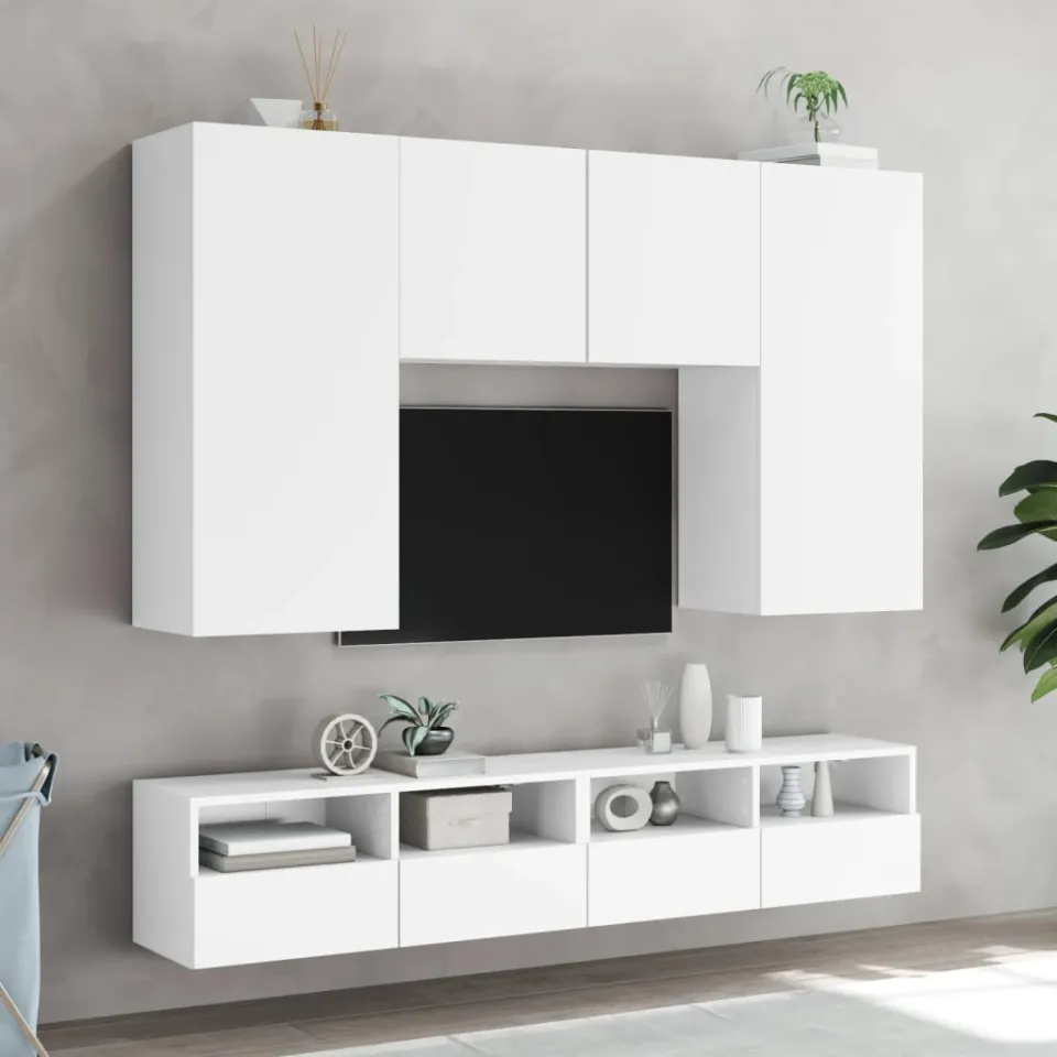 vidaXL Tv-wandmeubel 80x30x30 cm bewerkt hout wit, foto 4