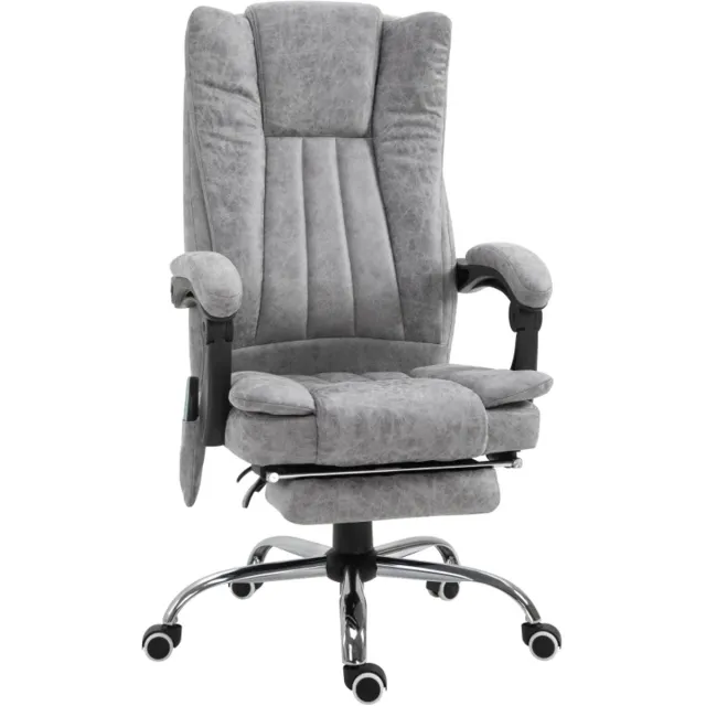 ZYLARO Ergonomische Bureaustoel met Massagefunctie, Voetensteun & Verwarmingsfunctie - In Hoogte Verstelbaar - Max. kanteling 135° - 360° Draaibaar - Kantoorstoel - Gamestoel - Volwassenen Stoel - Directiestoel - Computerstoel - Grijs