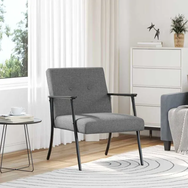 vidaXL Fauteuil Donkergrijs Stof grijs