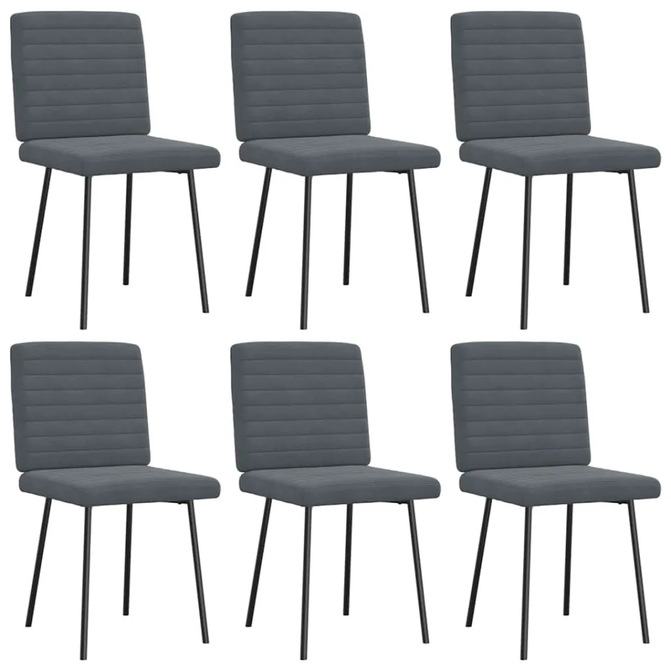 vidaXL Eetkamerstoelen 6 st fluweel donkergrijs grijs, foto 3