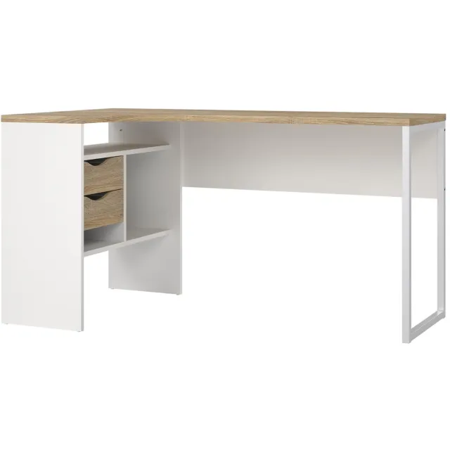 Giga Living Hoekbureau Function Plus - Wit/Naturel - 145x80x75cm