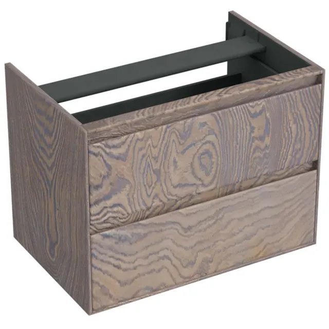 Forzalaqua Onderkast Forzalaqua Reno 80x51x60 Cm 2 Lades Softclose Eiken Silver Grey Bruin
