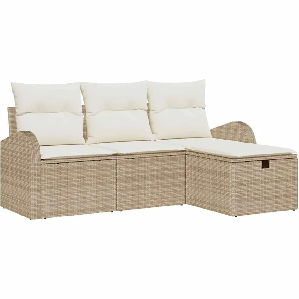 vidaXL Tuin Sofa Set 4 st Beige poly rattan