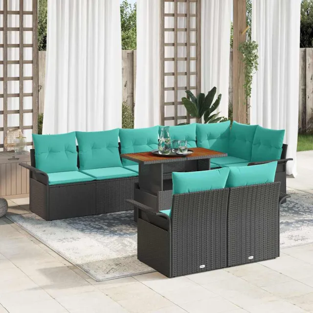 vidaXL Tuin Sofa Set 9 st Zwart Poly riet, foto 2