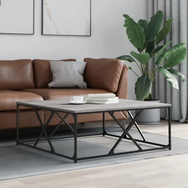 vidaXL Salontafel 100x100x40 cm bewerkt hout grijs sonoma eikenkleurig, foto 2