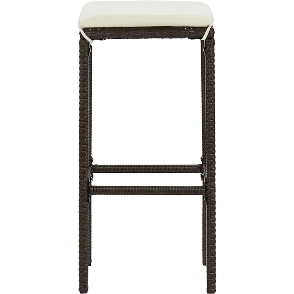 vidaXL Barkrukken met kussens 2 st poly rattan bruin, foto 4
