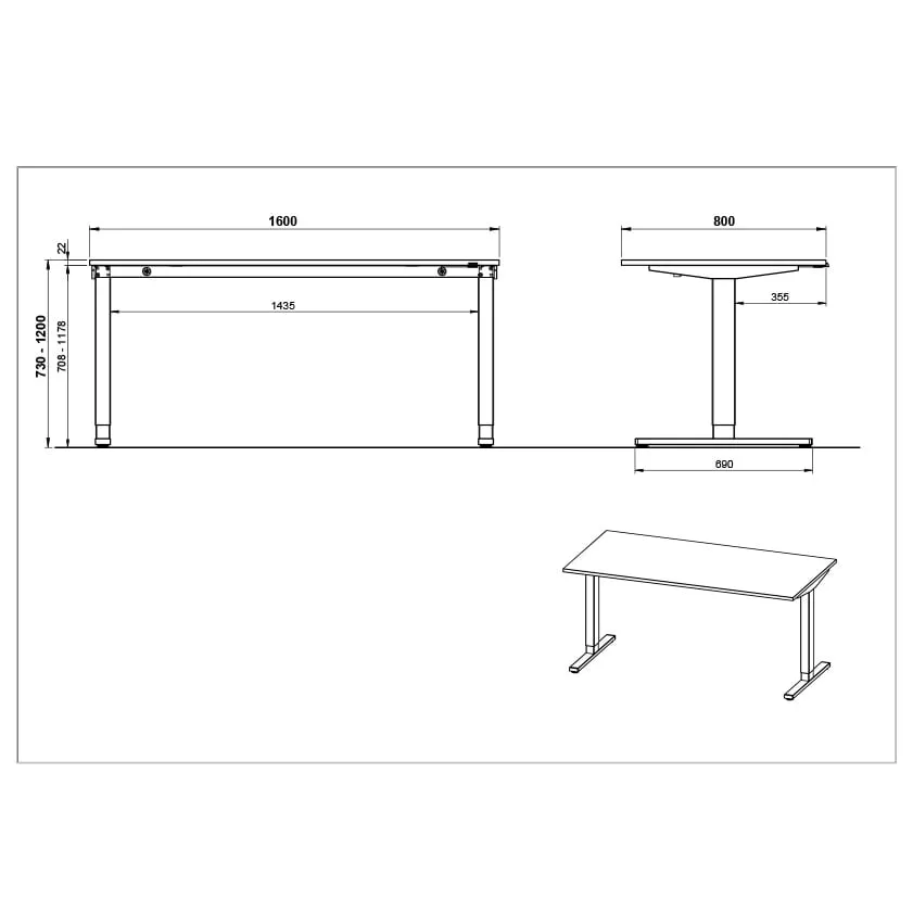 Elektrisch Bureau Ergonoma Lichtgrijs 160 CM grijs, foto 5