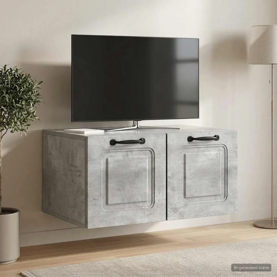 vidaXL Wandbeugel TV-kast Betongrijs 59,5 x 41 x 30 cm Bewerkt hout grijs, foto 4