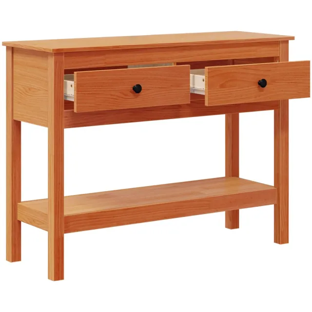 vidaXL Wandtafel - met - lade - Wasbruin - 100 - x - 35 - x - 75 - cm - Massief - Vurenhout