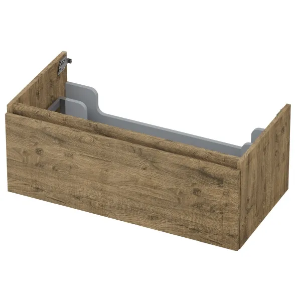 Ink onderkast 1 lade greeploos met houten keerlijst naturel eiken