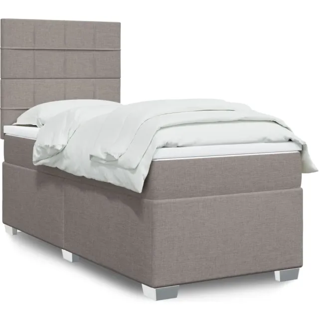 vidaXL Boxspring met matras stof taupe 100x200 cm
