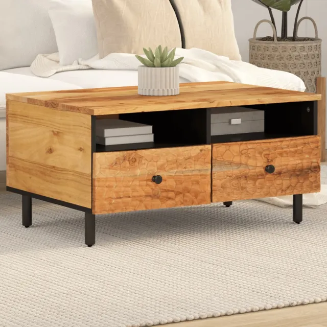 vidaXL Salontafel 80x54x40 cm massief acaciahout bruin, foto 2