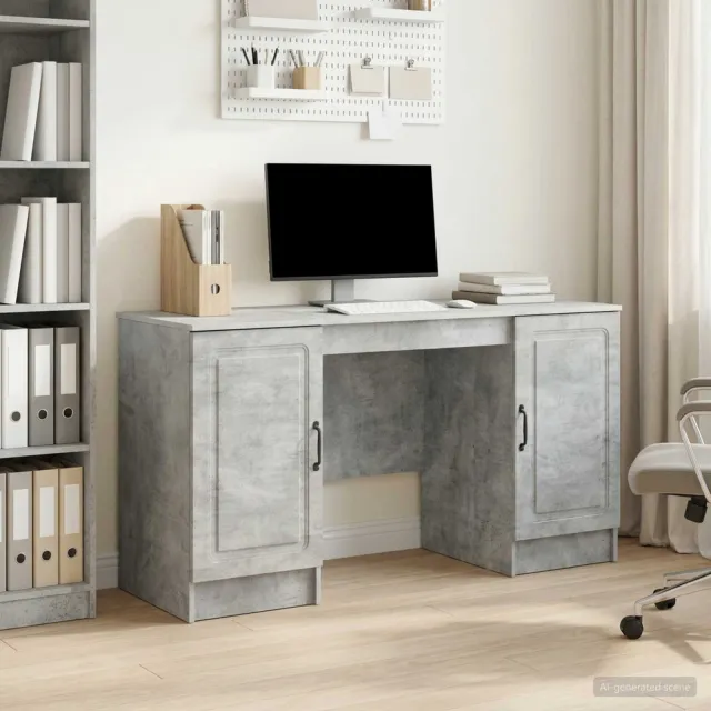 vidaXL Bureau Betongrijs 142,5 x 50 x 75 cm Bewerkt hout