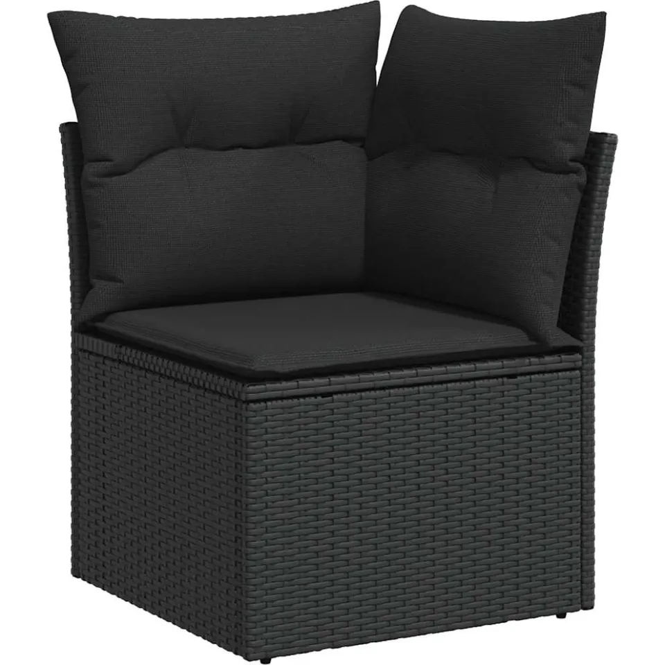 vidaXL 8-delige Loungeset met kussens poly rattan zwart, foto 3
