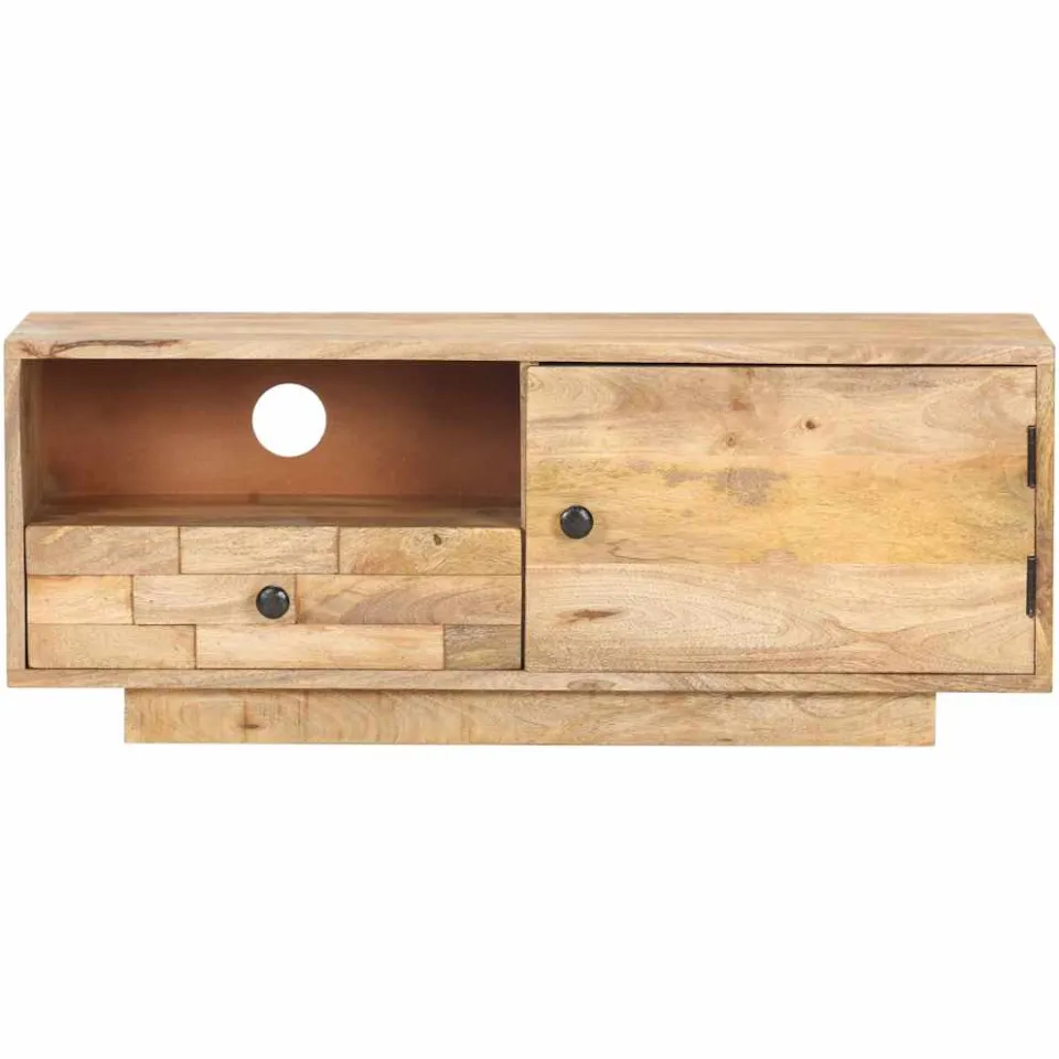 vidaXL Tv-meubel 90x30x35 cm massief mangohout wit, foto 3
