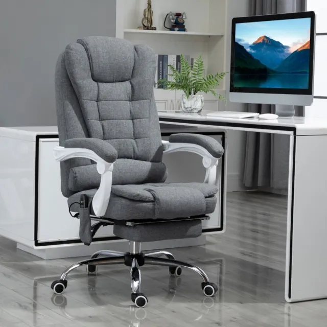 MODENUIT Bureaustoel 65 x 70 x 111-119 cm - Met Massage En Verwarming - Voor Kantoor - Polyester Grijs