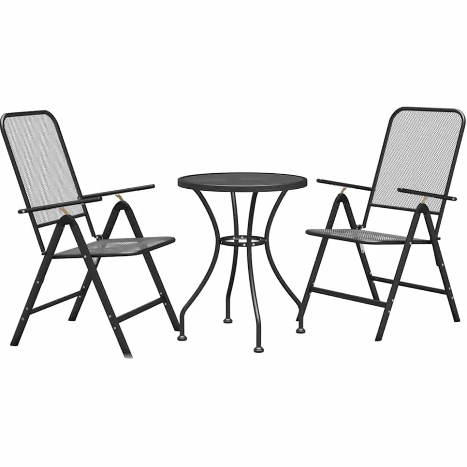 vidaXL 3-delige Tuinset metaalgaas antracietkleurig Anthraciet