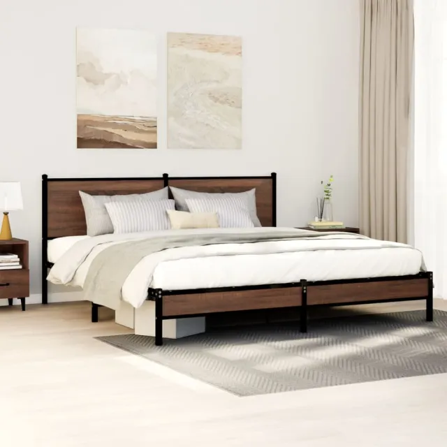 vidaXL Bedframe zonder matras metaal bruin eikenkleur 183x213 cm
