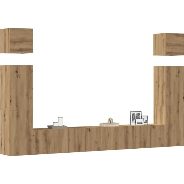 vidaXL 6-delig Tv-meubelset wandmontage bewerkt hout artisanaal eiken Bruin