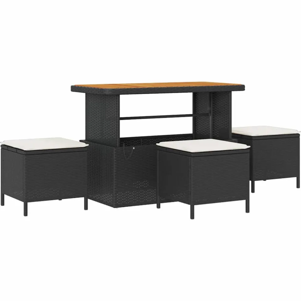 vidaXL Tuinbankenset 12 st Zwart en Crème poly rattan, foto 4