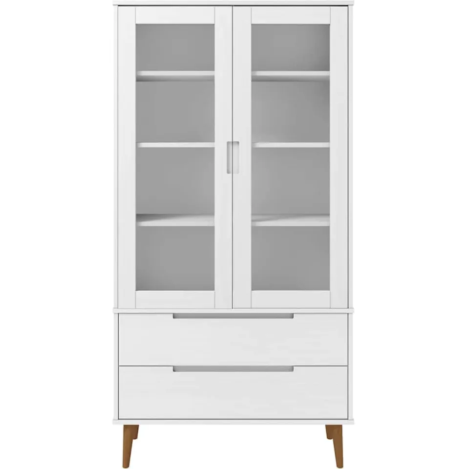 vidaXL Vitrinekast MOLDE 90x35x175 cm massief grenenhout wit