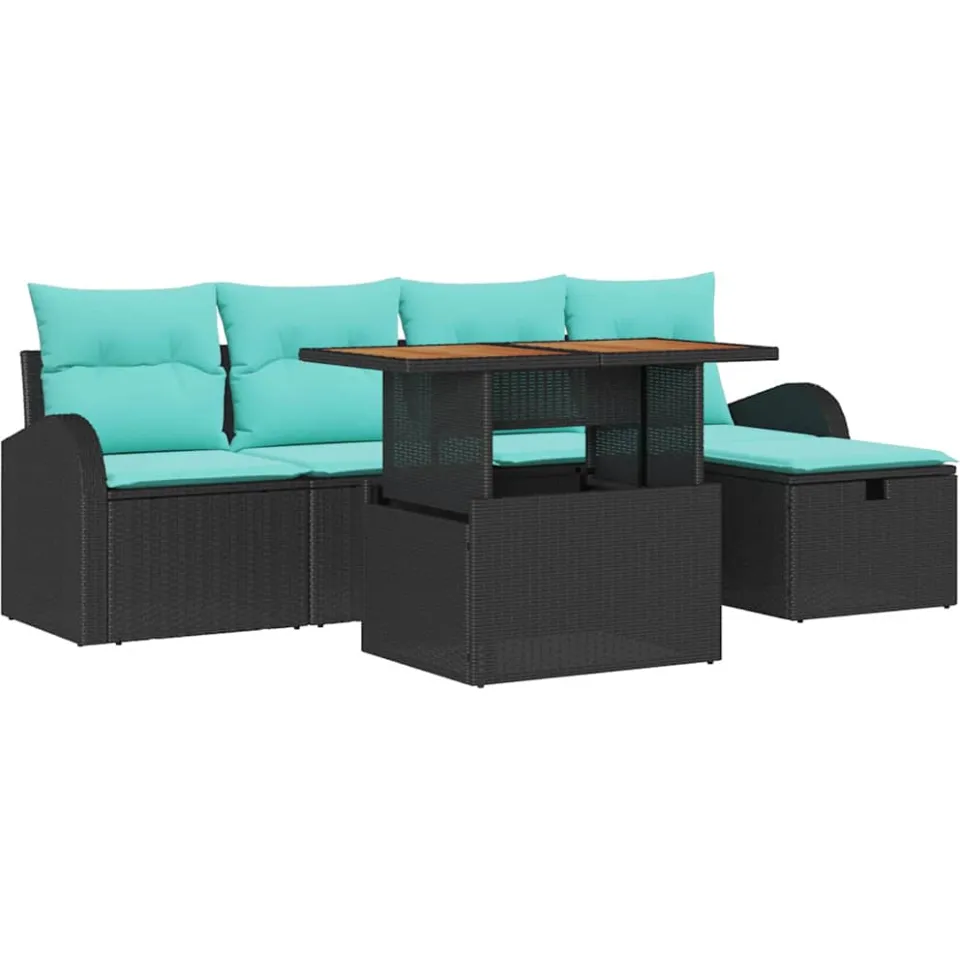 vidaXL Tuin Sofa Set 6 st Zwart poly rattan