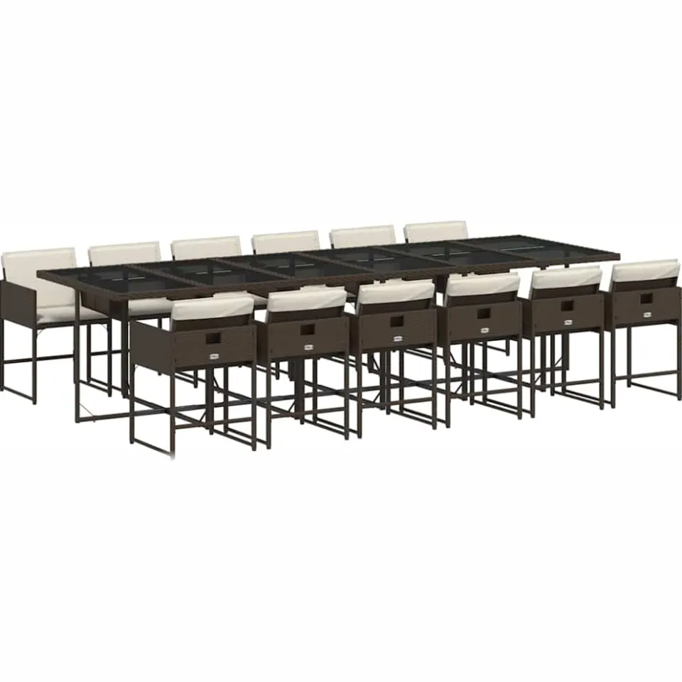 vidaXL 13-delige Tuinset met kussens poly rattan bruin, foto 3