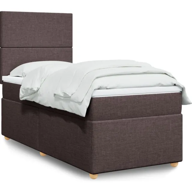 vidaXL Boxspring met matras stof donkerbruin 80x200 cm bruin
