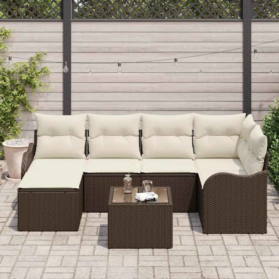 vidaXL Tuin Sofa Set 7 st Bruin poly rattan, foto 3