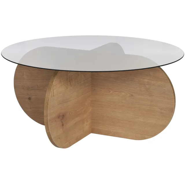 Skye Decor Houten salontafel "Aeris" - 75 x 75 x 35 cm - Eik SaphirFumées Saffier Eikenhout & rook