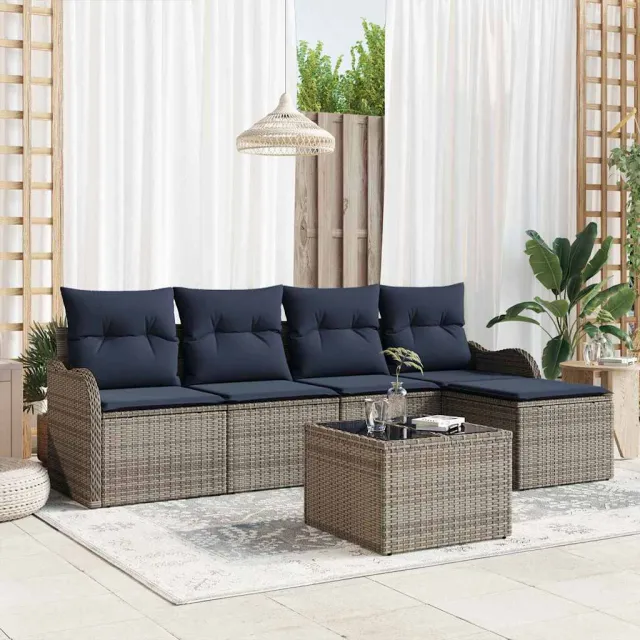 vidaXL Tuin Sofa Set Grijs poly rattan, foto 2
