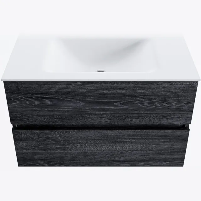 Mondiaz VICA 80cm badmeubel onderkast Antracite 2 lades. Wastafel CLOUD midden 1 kraangat, kleur Talc.