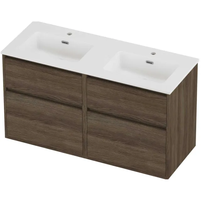 Proline Tribute Badmeubelset Porselein Elegant 4 Laden 120x46x67 cm Mat White Vital Oak Eiken