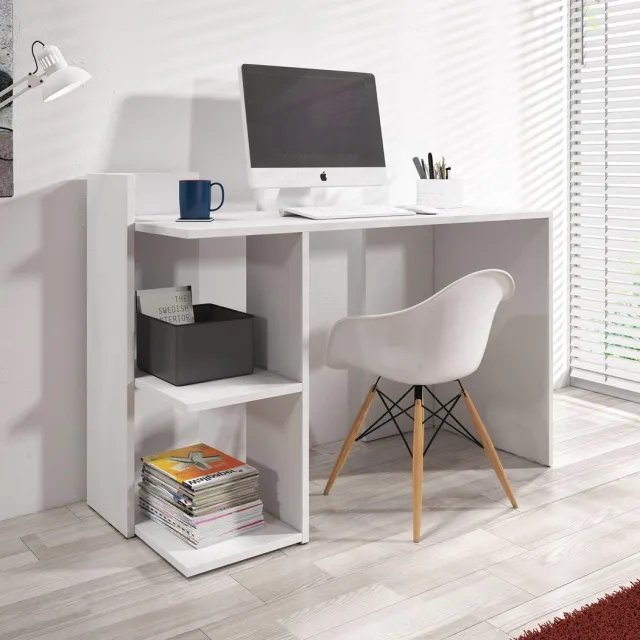 MEUBELLA Bureau Pierre - Wit - 120 cm Bruin|Wit