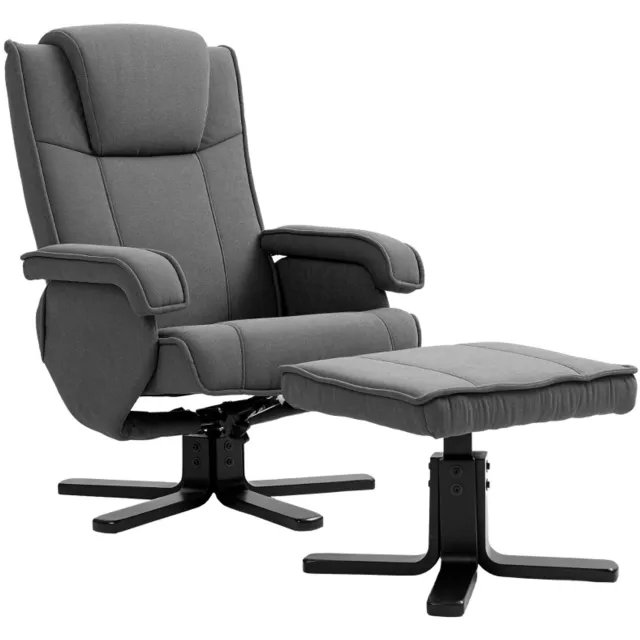 CHICFURN Relaxfauteuil - Handmatig verstelbaar - Met hocker - Donkergrijs